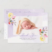 赤ちゃんシャワーありがとう水の色イエローバラ ポストカード (正面/裏面)