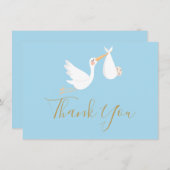 赤ちゃんシャワーありがとう特別な配達ブルー サンキューカード (正面/裏面)