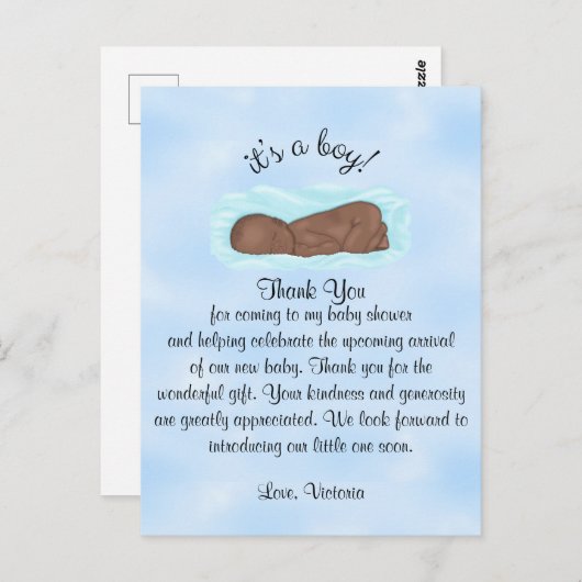 赤ちゃんシャワーありがとう男の子の民族 ポストカード (正面/裏面)