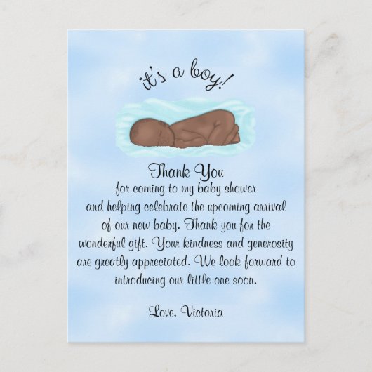 赤ちゃんシャワーありがとう男の子の民族 ポストカード (正面)