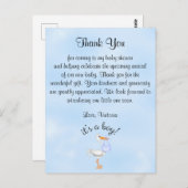 赤ちゃんシャワーありがとう男の子の男の赤ちゃんコウノトリ ポストカード (正面/裏面)