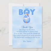 赤ちゃんシャワーありがとう男の子男の赤ちゃん 招待状 (正面)