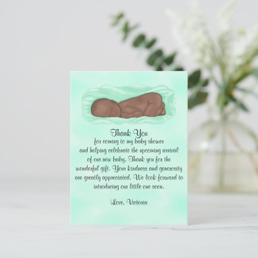 赤ちゃんシャワーありがとう男女兼用民族 ポストカード (スタンド正面)