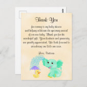 赤ちゃんシャワーありがとう男女兼用象 ポストカード (正面/裏面)