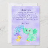 赤ちゃんシャワーありがとう男女兼用象 招待状 (正面)