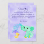 赤ちゃんシャワーありがとう男女兼用象 招待状 (正面/裏面)