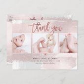赤ちゃんシャワーありがとう赤面ピンクブラシストローク ポストカード (正面/裏面)