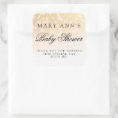 赤ちゃんシャワーありがとう金ゴールド《写真》ぼけ味スパークルライト スクエアシール (バッグ)