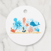 赤ちゃんシャワーありがとう。かわいい水中世界 フェイバータグ (裏面)