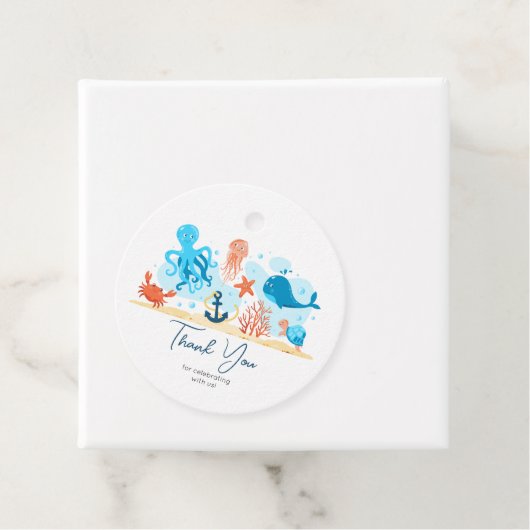 赤ちゃんシャワーありがとう。かわいい水中世界 フェイバータグ (インサイチュ)