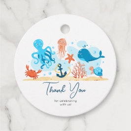 赤ちゃんシャワーありがとう。かわいい水中世界 フェイバータグ