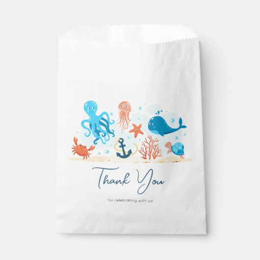 赤ちゃんシャワーありがとう。かわいい水中世界 フェイバーバッグ (正面)