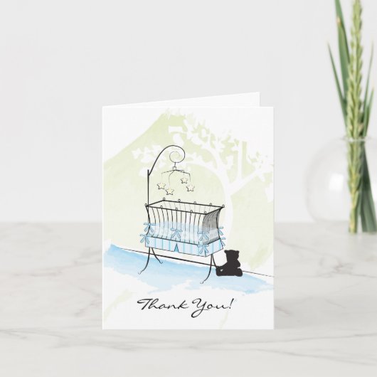 赤ちゃんシャワーありがとう – Blue サンキューカード (正面)