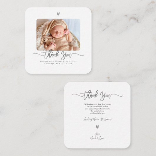 赤ちゃんシャワーありがとうDIYカラースクリプトノートカード ノートカード (正面/裏面)