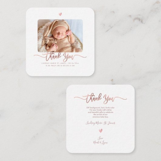 赤ちゃんシャワーありがとうDIYカラースクリプトノートカード ノートカード (正面/裏面)