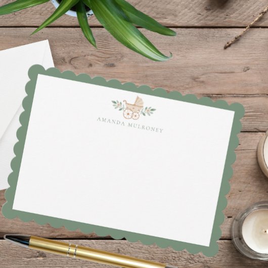 赤ちゃんシャワーありがとうScallopedフラットノートカード ノートカード