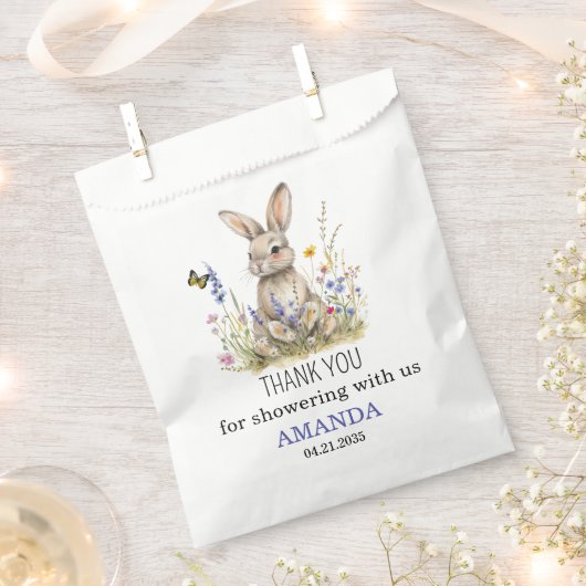 赤ちゃんシャワーいくつかのバニーの野生の花 フェイバーバッグ (クリップ留めされた状態)