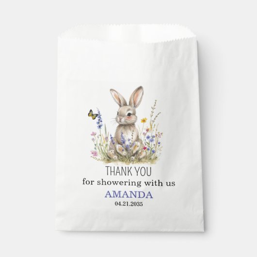 赤ちゃんシャワーいくつかのバニーの野生の花 フェイバーバッグ (正面)