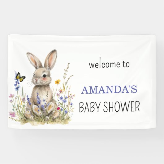 赤ちゃんシャワーいくつかのバニーの野生の花 横断幕 (横)