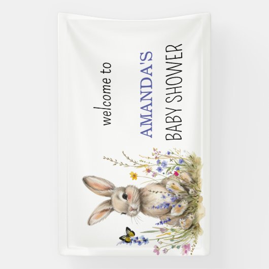 赤ちゃんシャワーいくつかのバニーの野生の花 横断幕 (縦)