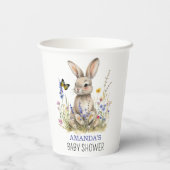 赤ちゃんシャワーいくつかのバニーの野生の花 紙コップ (裏面)