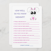 赤ちゃんシャワーうさぎ、どのくらいよく母を知っている 招待状 (正面/裏面)
