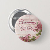 赤ちゃんシャワーおばあちゃんマゼンタバラ 缶バッジ (正面&裏面)