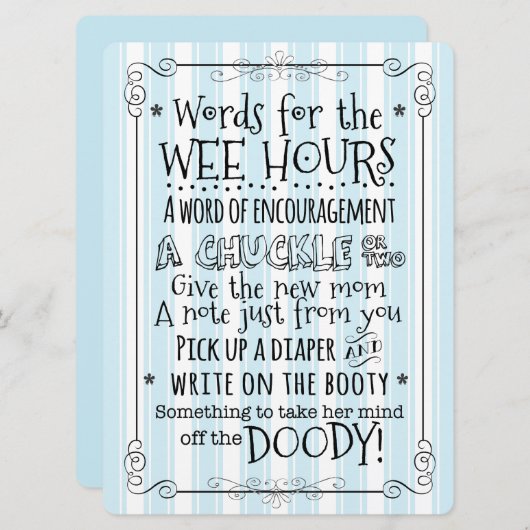 赤ちゃんシャワーおむつアクティビティカードサイン 招待状 (正面/裏面)