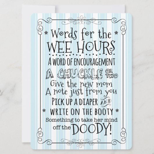 赤ちゃんシャワーおむつアクティビティカードサイン 招待状 (正面)