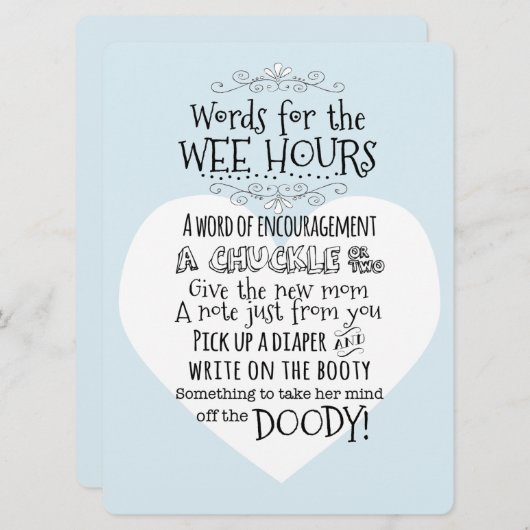 赤ちゃんシャワーおむつアクティビティカードサイン 招待状 (正面/裏面)