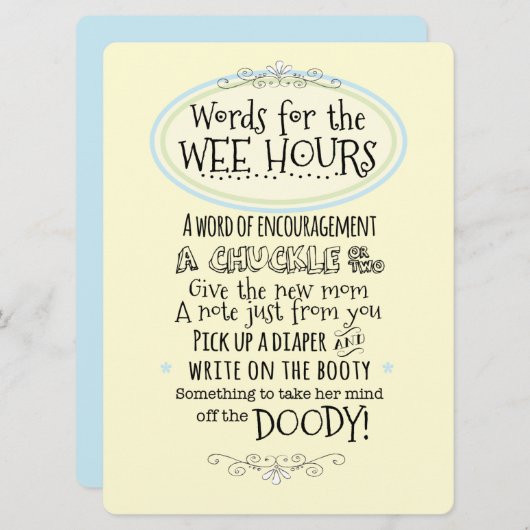 赤ちゃんシャワーおむつアクティビティカードサイン 招待状 (正面/裏面)