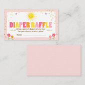 赤ちゃんシャワーおむつラッフルカードサンシャインガールピンク エンクロージャーカード (正面/裏面)