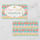 赤ちゃんシャワーおむつラッフルカードマーメイドコーラルピンク エンクロージャーカード (正面/裏面)