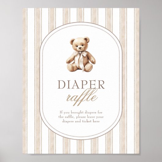 赤ちゃんシャワーおむつラッフルサインを待つことができる ポスター (正面)