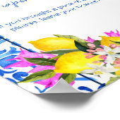 赤ちゃんシャワーおむつラッフルサインブルータイルレモン ポスター (角)