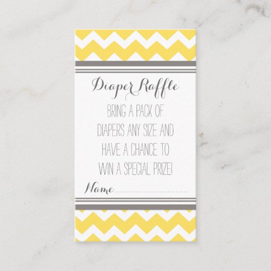 赤ちゃんシャワーおむつラッフルチケットシボロンイエロー エンクロージャーカード (正面)