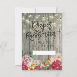 赤ちゃんシャワーおむつラッフルチケットフラワーウッドライト 招待状