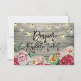 赤ちゃんシャワーおむつラッフルチケットフラワーウッドライト 招待状