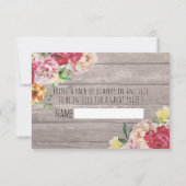 赤ちゃんシャワーおむつラッフルチケットフラワーウッドライト 招待状 (裏面)