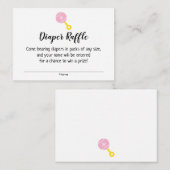 赤ちゃんシャワーおむつラッフルチケット付き/ピンクガラトル エンクロージャーカード (正面/裏面)