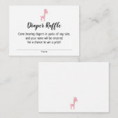 赤ちゃんシャワーおむつラッフルチケット付き/ピンクキリン エンクロージャーカード (正面/裏面)