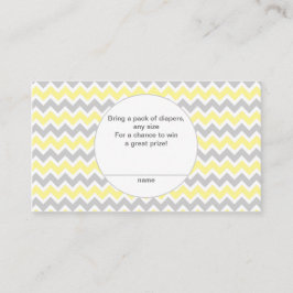 赤ちゃんシャワーおむつラッフルチケット、黄色の灰色 エンクロージャーカード