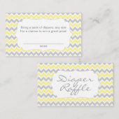 赤ちゃんシャワーおむつラッフルチケット、黄色の灰色 エンクロージャーカード (正面/裏面)