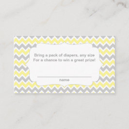 赤ちゃんシャワーおむつラッフルチケット、黄色の灰色 エンクロージャーカード