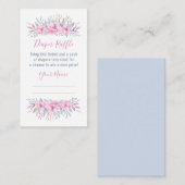 赤ちゃんシャワーおむつラッフルピンクの花水色 エンクロージャーカード (正面/裏面)