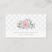 赤ちゃんシャワーおむつラッフルピンク牡丹ブーケ エンクロージャーカード (裏面)