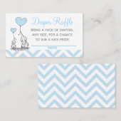 赤ちゃんシャワーおむつラッフルベビーブルーエレファントコール コーリングカード (正面/裏面)