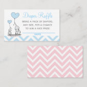 赤ちゃんシャワーおむつラッフルベビーブルーゾウ コーリングカード (正面/裏面)