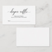 赤ちゃんシャワーおむつラッフルモダン、ブラックスクリプト エンクロージャーカード (正面/裏面)