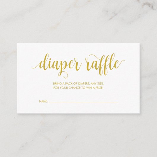 赤ちゃんシャワーおむつラッフルモダン、素朴金ゴールド エンクロージャーカード (正面)